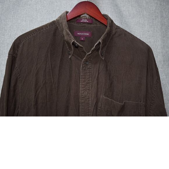 Nordstrom XL Brown Corduroy Button-Up Shirt Long Sleeve 100% Cotton - Picture 2 of 3